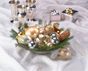 gold and silver christmas ornament wedding or event centerpeice